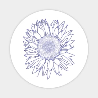 Very Peri Periwinkle Blue Sunflower Floral Line Drawing Magnet